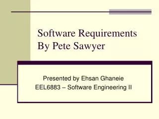 Software Requirements By Pete Sawyer