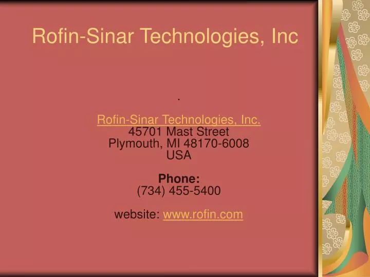 rofin sinar technologies inc