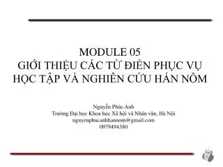 module 05 gi i thi u c c t i n ph c v h c t p v nghi n c u h n n m