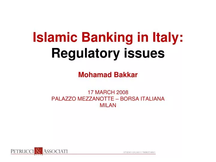 islamic banking in italy regulatory issues