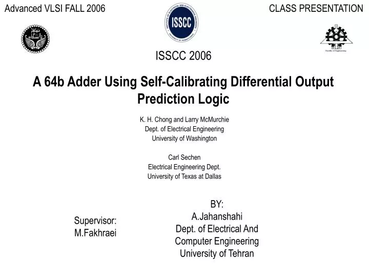 a 64b adder using self calibrating differential output prediction logic