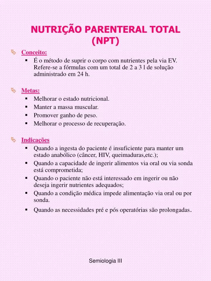 nutri o parenteral total npt