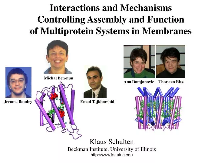 interactions and mechanisms controlling assembly and function of multiprotein systems in membranes
