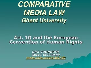 COMPARATIVE MEDIA LAW Ghent University