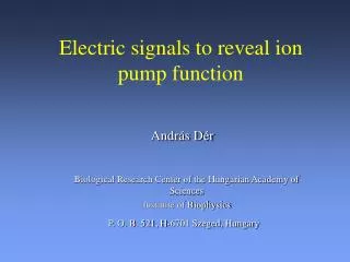 E lectric signals to reveal ion pump function