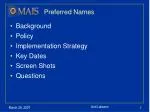 Implementation of Preferred Names Policy at the University - slide 1