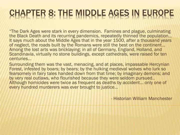 chapter 8 the middle ages in europe