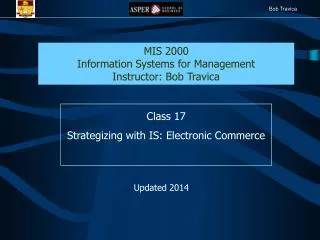 Class 17 Strategizing with IS: Electronic Commerce