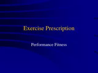 Exercise Prescription