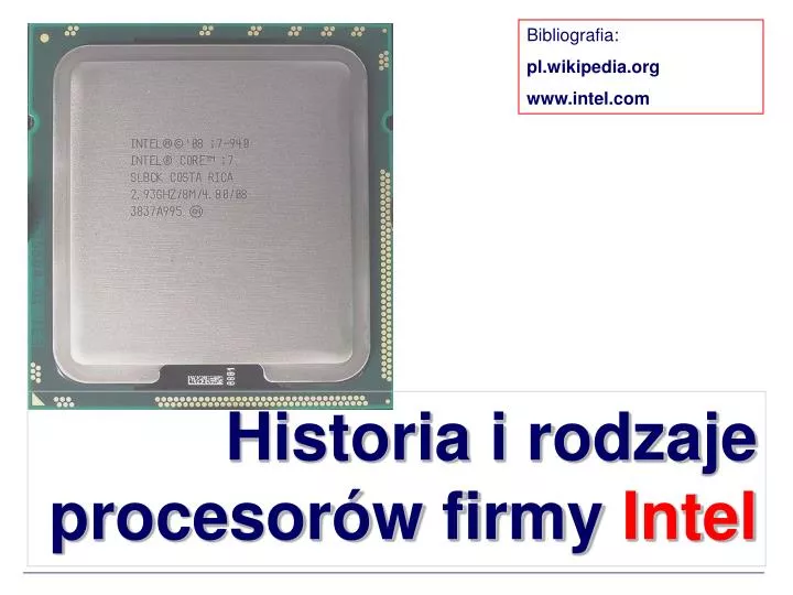 historia i rodzaje procesor w firmy intel