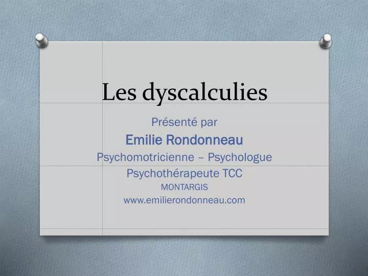 les dyscalculies