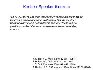 Kochen-Specker theorem
