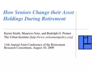 How Seniors Change their Asset Holdings During Retirement