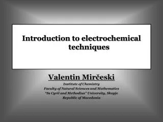 Introduction to electrochemical techniques