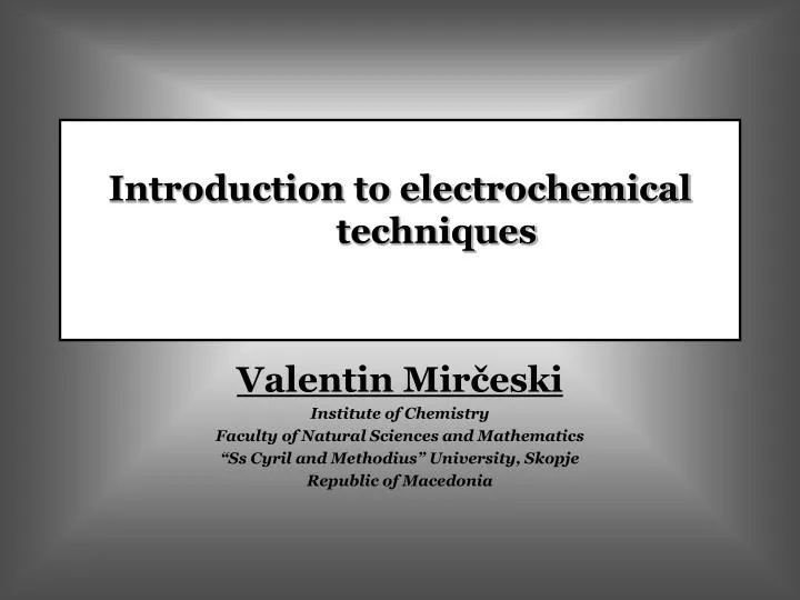 introduction to electrochemical techniques