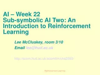 Reinforcement Learning