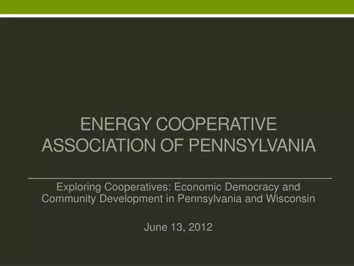 energy cooperative association of pennsylvania