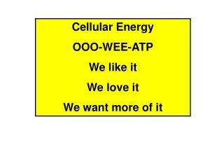 Cellular Energy OOO-WEE-ATP We like it We love it We want more of it