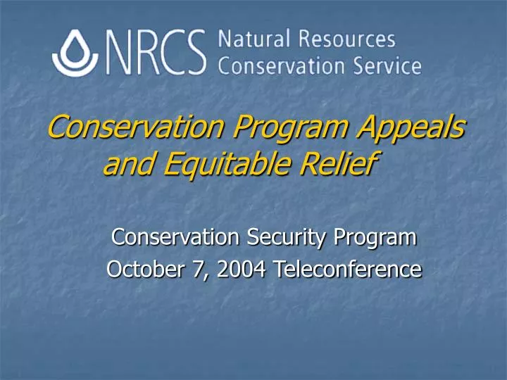 conservation program appeals and equitable relief