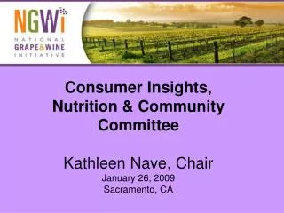 Consumer Insights, Nutrition &amp; Community
