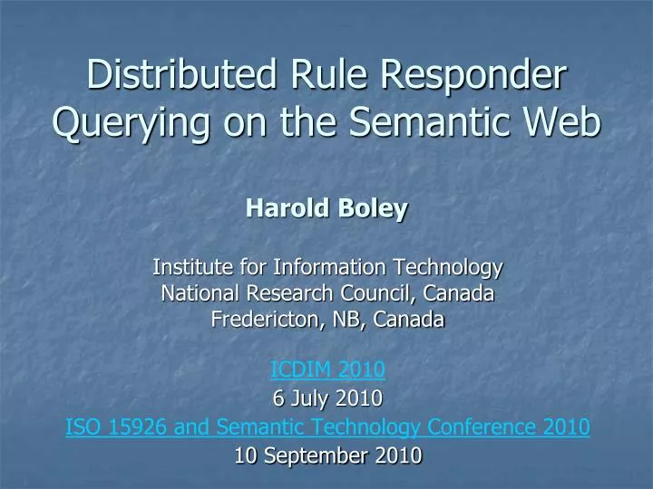 distributed rule responder querying on the semantic web harold boley