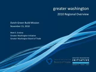 greater washington 2010 Regional Overview