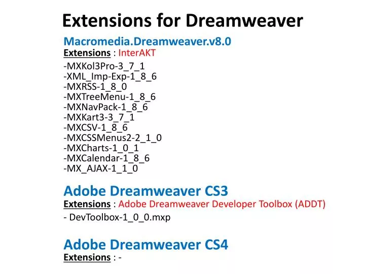 extensions for dreamweaver