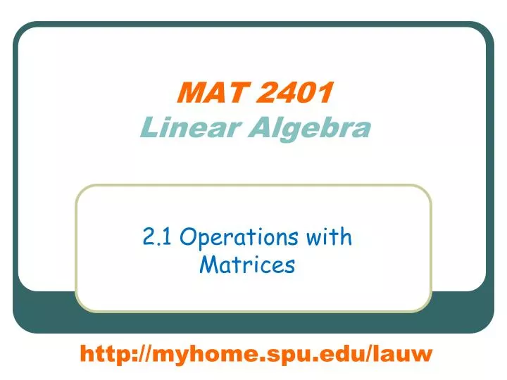 mat 2401 linear algebra