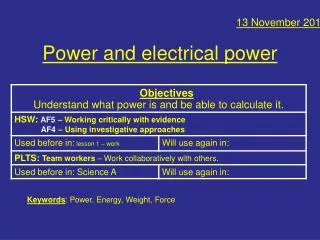 Power and electrical power