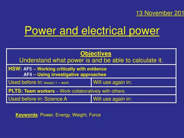 power and electrical power