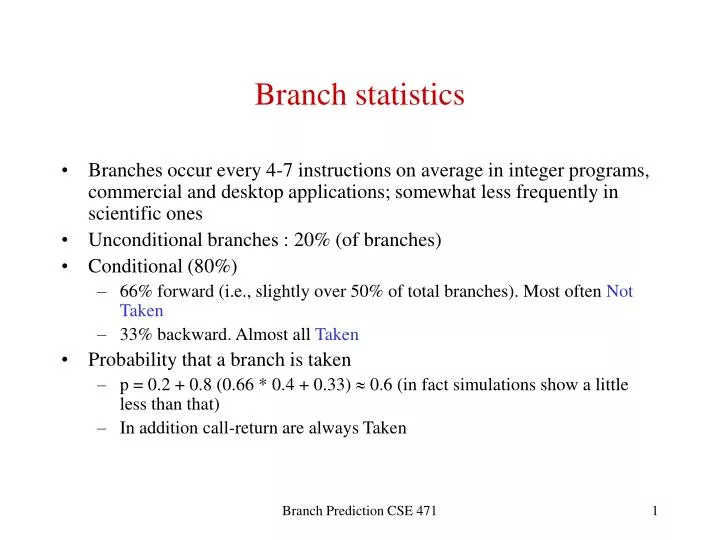 branch statistics