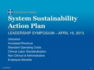 System Sustainability Action Plan