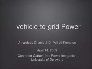 vehicle-to-grid Power