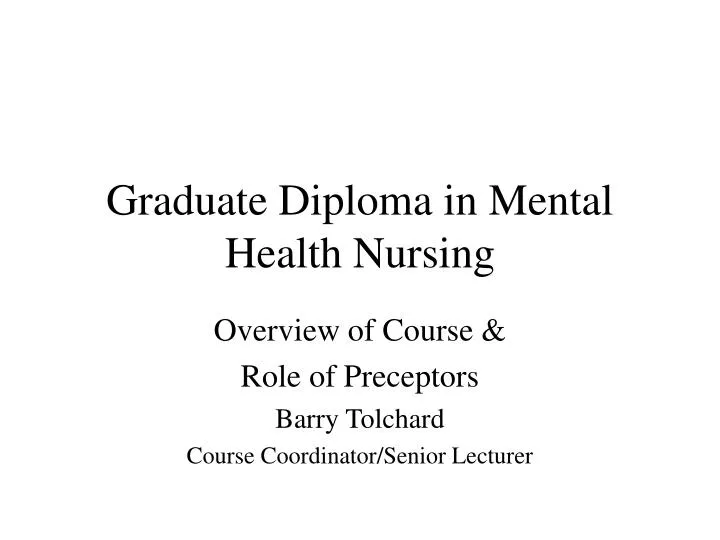 graduate diploma in mental health nursing