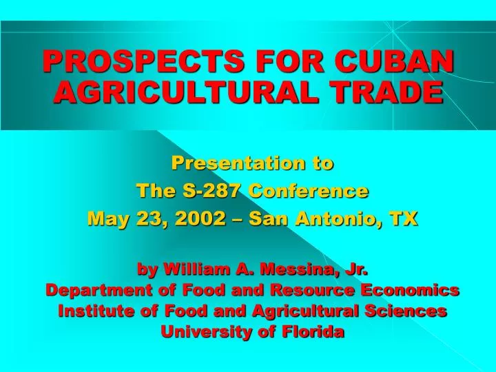 prospects for cuban agricultural trade
