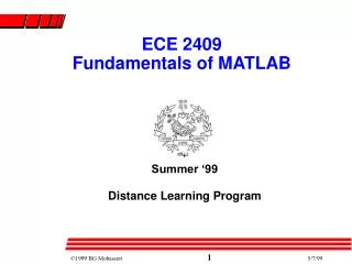 ECE 2409 Fundamentals of MATLAB