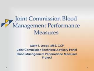 Joint Commission Blood Management Performance Measures