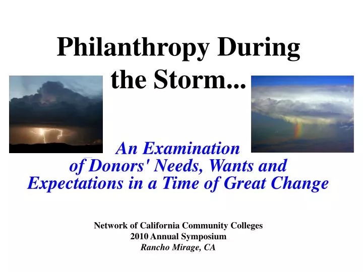 philanthropy during the storm