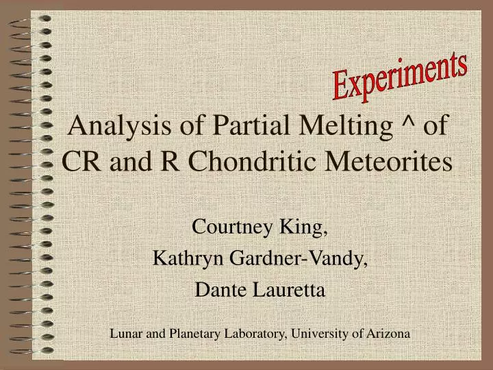 analysis of partial melting of cr and r chondritic meteorites