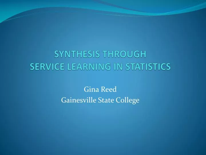 synthesis through service learning in statistics