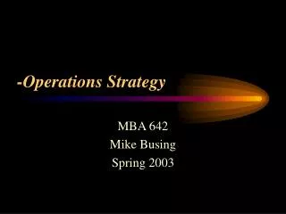 -Operations Strategy