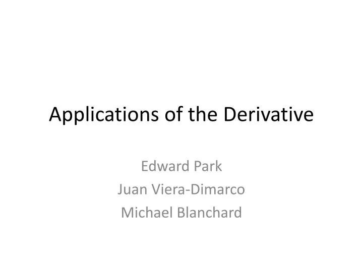 applications of the derivative