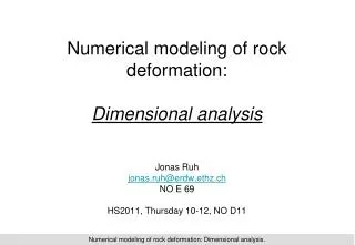 Numerical modeling of rock deformation: Dimensional analysis