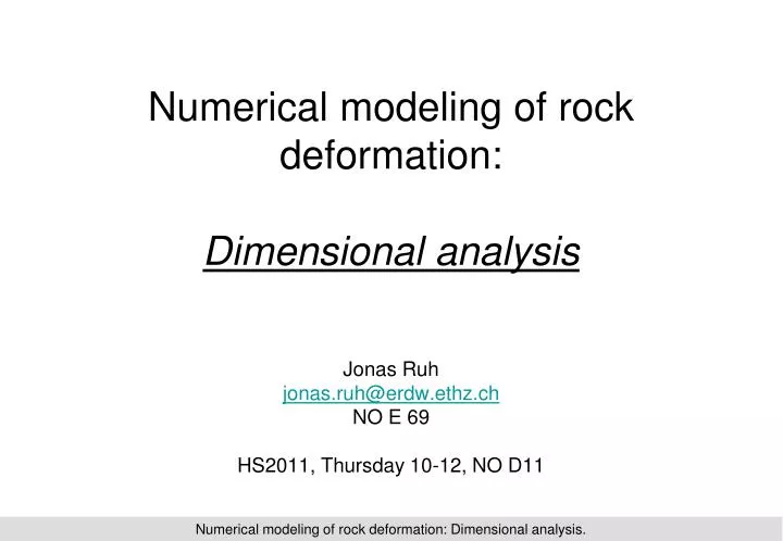 numerical modeling of rock deformation dimensional analysis
