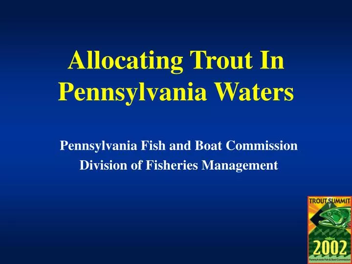 allocating trout in pennsylvania waters