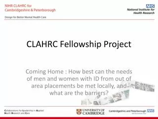 CLAHRC Fellowship Project