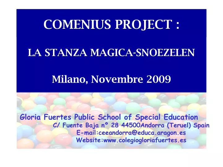 comenius project la stanza magica snoezelen milano novembre 2009