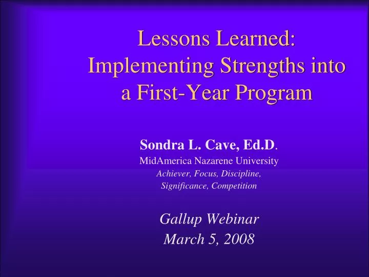 lessons learned implementing strengths into a first year program