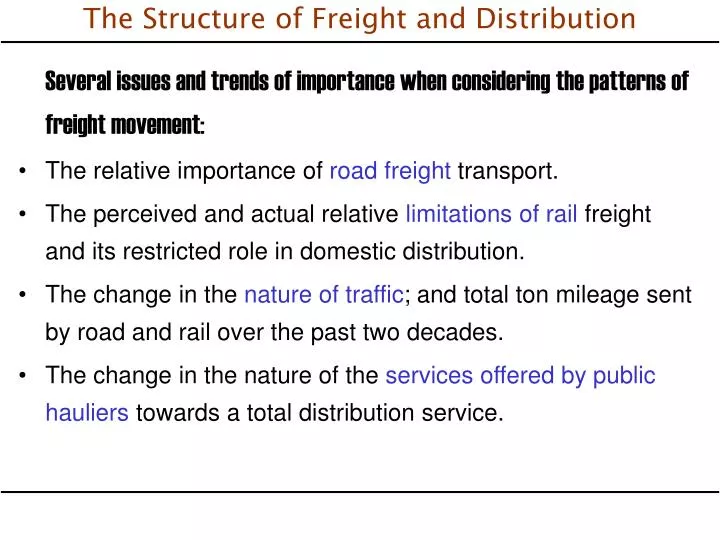 the structure of freight and distribution
