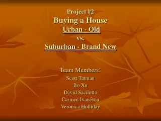 Project #2 Buying a House Urban - Old vs. Suburban - Brand New